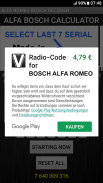 Bosch Alfa Romeo Radio Code screenshot 3