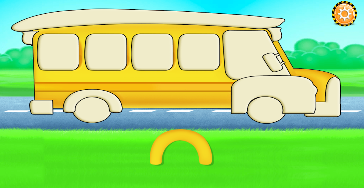 ônibus escolar. jogo de papel de educação para crianças. corte e