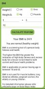 BMI, BMR & Calorie Chart screenshot 2