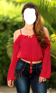 Women Crop Shoulder Photo Suit screenshot 4