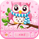 Pink Cute Owl Tema Papan Kekun