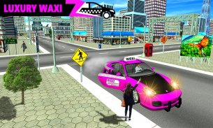 Pink Taxi Driving Game 3D screenshot 5