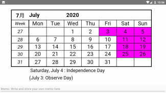 US HOLIDAY CALENDAR 2020 アメリカ休日 美国假期 screenshot 1