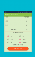 Electrical Cable Size calculator: Motor Calculator screenshot 6