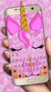 Pink Glisten Unicorn Cat tema do teclado screenshot 2