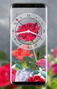 Rose Analog Clock 3D: Rain Drop Live Wallpaper HD screenshot 0