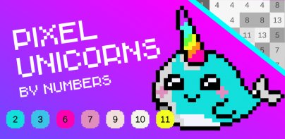 Pixel Unicorns Coloring Book