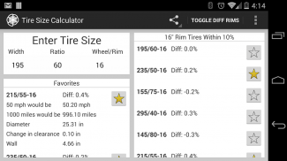 Tire Size Calculator screenshot 0