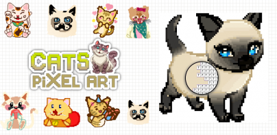 Cats Pixel Art Coloring Book