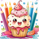 Food & Snacks Coloring Book Icon
