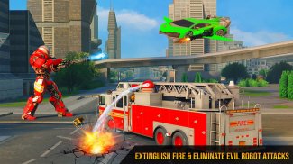 Flying Firefighter Truck Transform Robot Games screenshot 8