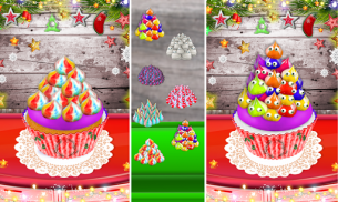 조리 레인보우 & 유니콘 크리스마스 컵 케이크! DIY screenshot 9
