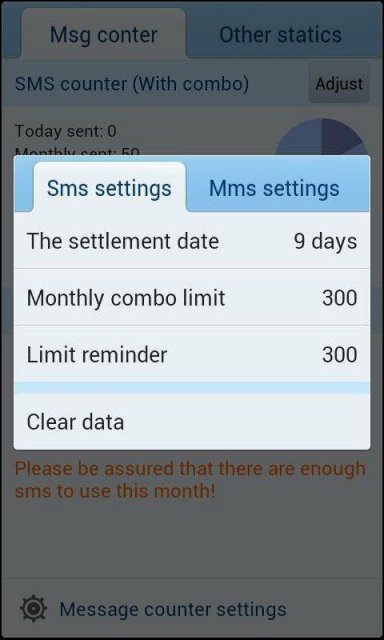 GO SMS Message Counter plugin Screenshot