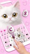 Tema Keyboard Cute White Cat screenshot 1