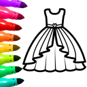 Dress Coloring Game Glitter Icon