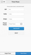 Watts Amps Volts Calculator screenshot 1