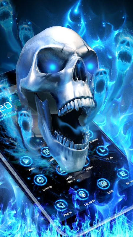 可怕的3d酷炫藍色火焰骷髏主題1 1 2 下载android Apk Aptoide
