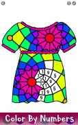 Girls Dress Color by Number - Adult Coloring Book screenshot 1