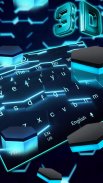 3D Live Blue Neon Hexagon Tech Keyboard screenshot 1