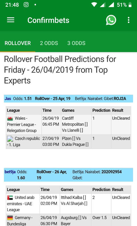 Today Football Match Prediction in Top Categories, Confirmbets -  Confirmbets - Football Predictions