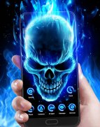 3D Blue Flaming Skull Theme Launcher screenshot 1