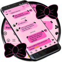 Ribbon Pink Black SMS Тема сообщения Icon