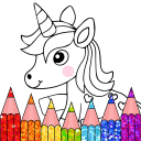 Unicorn Glitter Coloring Book Icon