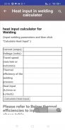 Heat input calculator for welding & Preheat Calc. screenshot 1
