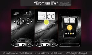 Next Launcher Theme Kromium BW screenshot 2