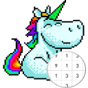 Unicorn Art Pixel - Color By N Icon