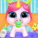 Bayi Unicorn peduli Membelai Pony