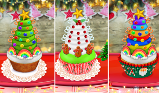 खाना पकाने इंद्रधनुष और यूनिकॉर्न क्रिसमस Cupcakes screenshot 4