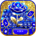 Gold Blue Rose Crystal Keyboar