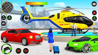 Flying Car Yellow Cab City Taxi Driving Games screenshot 3