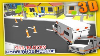 Blocky 911 एम्बुलेंस बचाव 3D screenshot 9