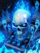 3D Blue Flaming Skull Theme Launcher screenshot 0