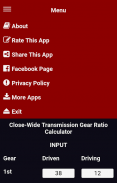 Close-Wide Transmission Gear Ratio Calculator screenshot 1