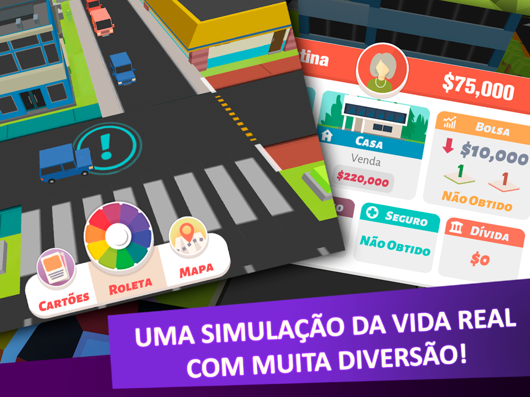 Jogo de tabuleiro jogo da vida com roleta e aplicativo de celular