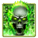 Green Flame Skull Keyboard theme