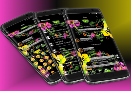 SMS Messages Glass Black Flower Theme screenshot 0