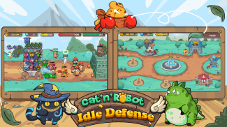 Cat'n'Robot: Idle Defense - Jeu de défense de tour screenshot 1