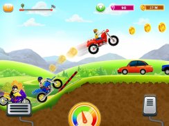 बच्चे बाइक हिल दौड़: नि: शुल्क मोटर साइकिल खेलों screenshot 16