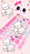 Cute Kawaii Kitty Pink Bow Keyboard Theme screenshot 0