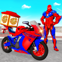 Superhero Bike Delivery Taxi Icon