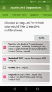 Injuries and Suspensions screenshot 4
