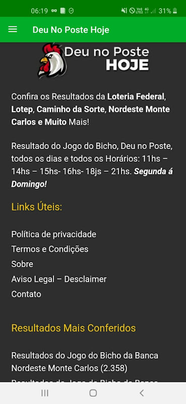 Deu No Poste - Resultado Do Jogo Do Bicho De HOJE APK para Android