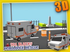 Blocky 911 Ambulance Rescue 3D screenshot 3