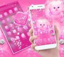 Cute Pink Cat Launcher Theme screenshot 1