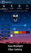 猫头鹰 - 蓝色光波保护视力滤镜，手电筒，效果灯 screenshot 12