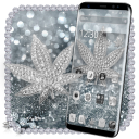 Silver Diamond Glitter Leaf Theme Icon